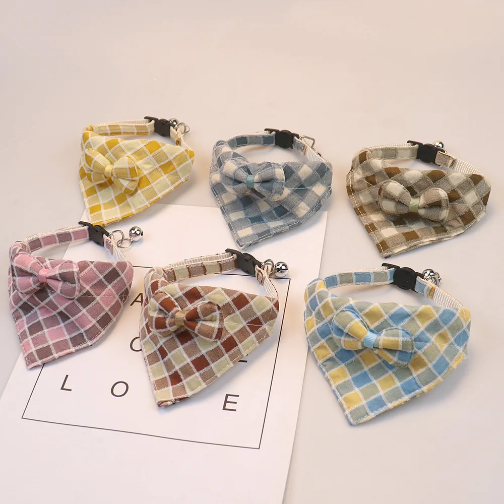 

Pet Supplies,Simple Cat Drool Wipes, Triangular Wipes, Dog Bell Collars, Adjustable Cute Checkered Gentleman Bows
