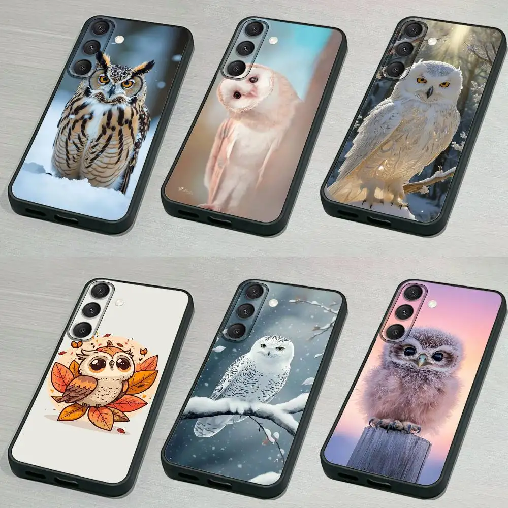 

Cute C-Colorful O-Owl Bird Phone Case For Samsung S 25,24,23,22,30,21,10,9,Ultra,Plus,Lite,FE,4,5G Black Soft Case