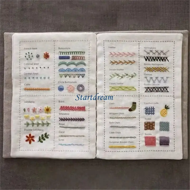 Embroidery Book Stitching Book with Needle Sewing Book Handmade Craft Sewing Tool for Sewing Techniques K92C