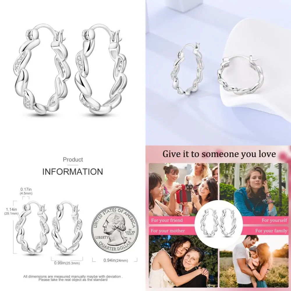 New Simple Style Sterling Silver 925 High Quality Heart Women Hoop Earrings Fit Original Earrings Fine Jewelry Birthday Gifts