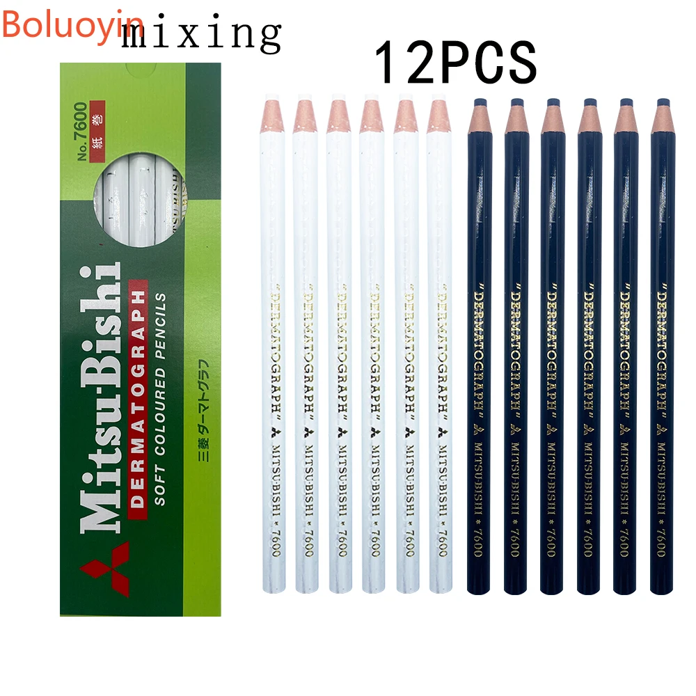 Stylo de maquillage japonais pour sourcils, lot de 2 ou 12 pièces, 7600 crayons dermographe blanc et noir pour tatouage, crayon de peinture UNI marqueur, vente en gros