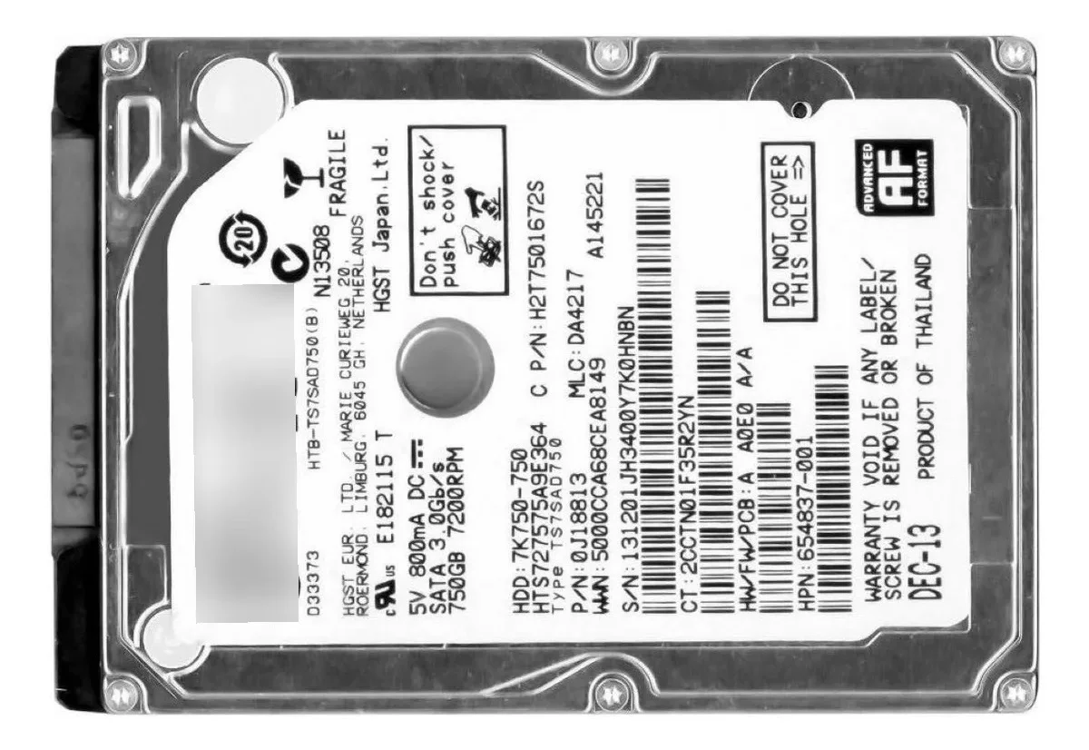 Internal HD Notebook HGST 750GB 7200RPM 5v 800mA