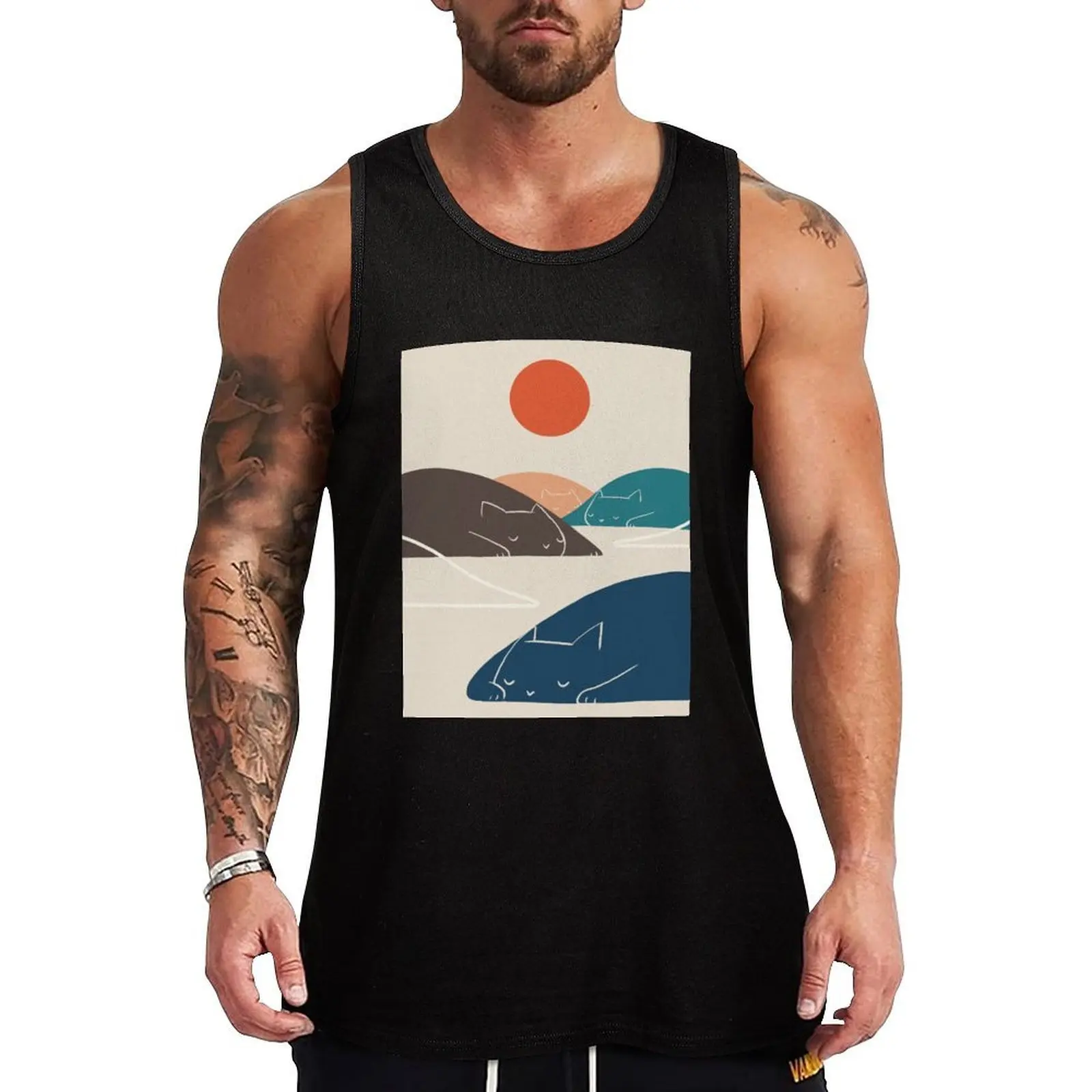 

Cat Landscape art No.1 Tank Top summer Men's tops Vests Sleeveless men