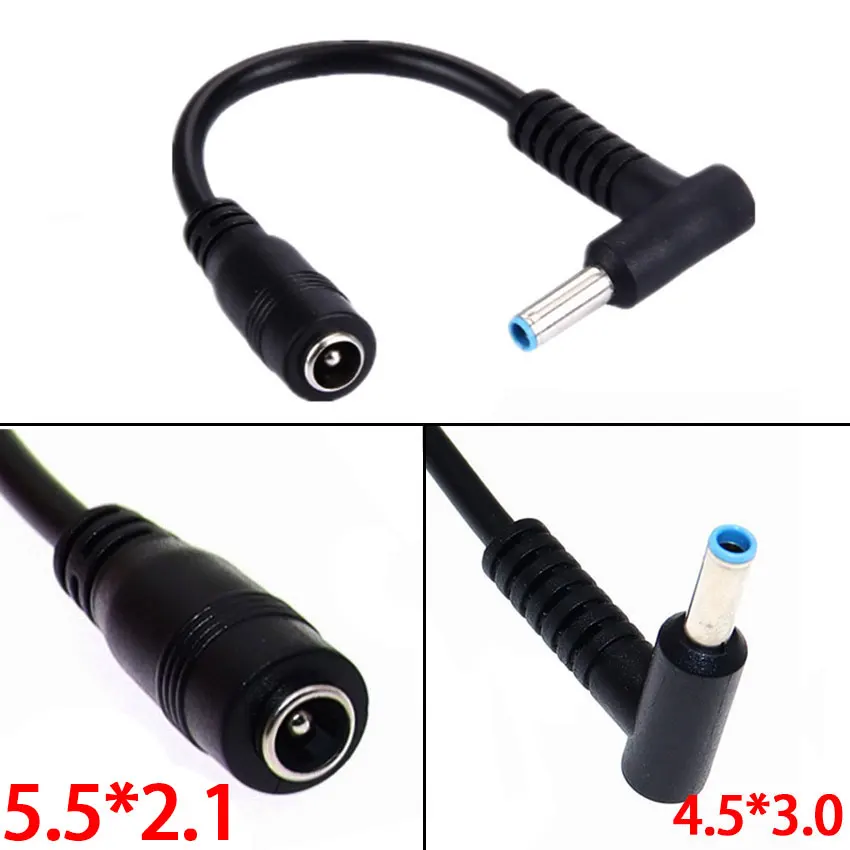 

5.5*2.1mm To 4.5*3.0mm DC Power Charger Converter Adapter Right Angle Cable For HP Dell Blue Tips