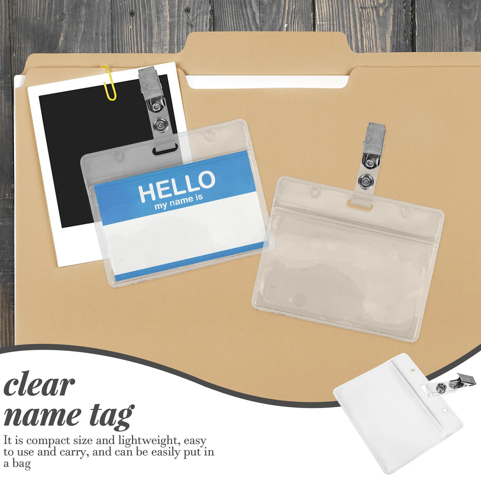 

20Pcs PVC Badge Holder Waterproof Id Holder for Clear Name Tags Work Cards Cover Compact Id Card Protector with Clip