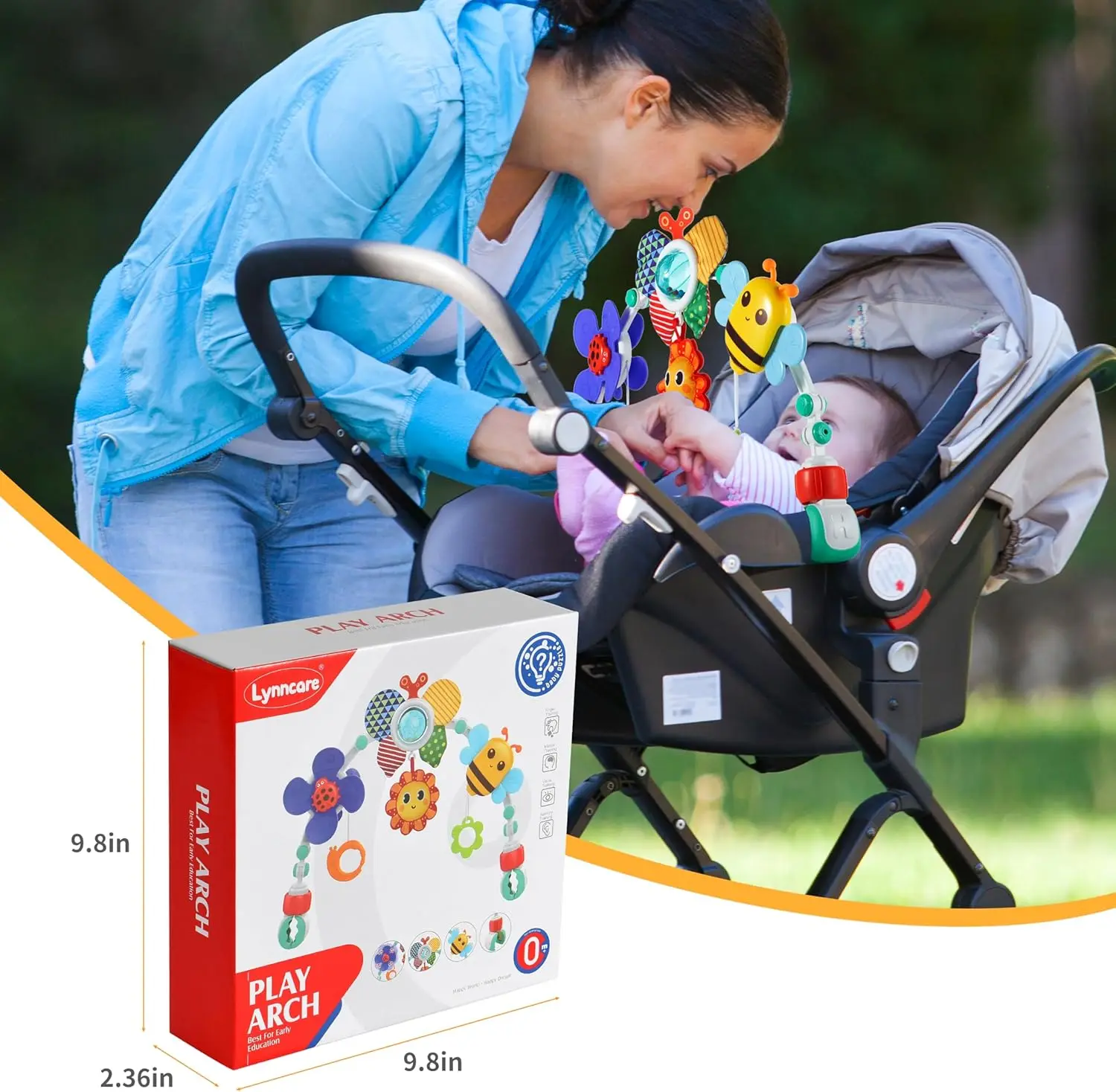 1 brinquedo de arco ajustável premium multiuso com bonecas penduradas, serve para berço e carrinho, desenvolve os sentidos do bebê e a coordenação dos membros.