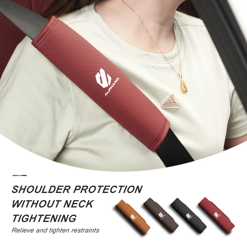 

For Toyota 1/2PCS Leather Car Seat Belt Protector Pad Shoulder Strap Cover Accessories Alphard Vellfire 20 30 AH20 AH30 2008