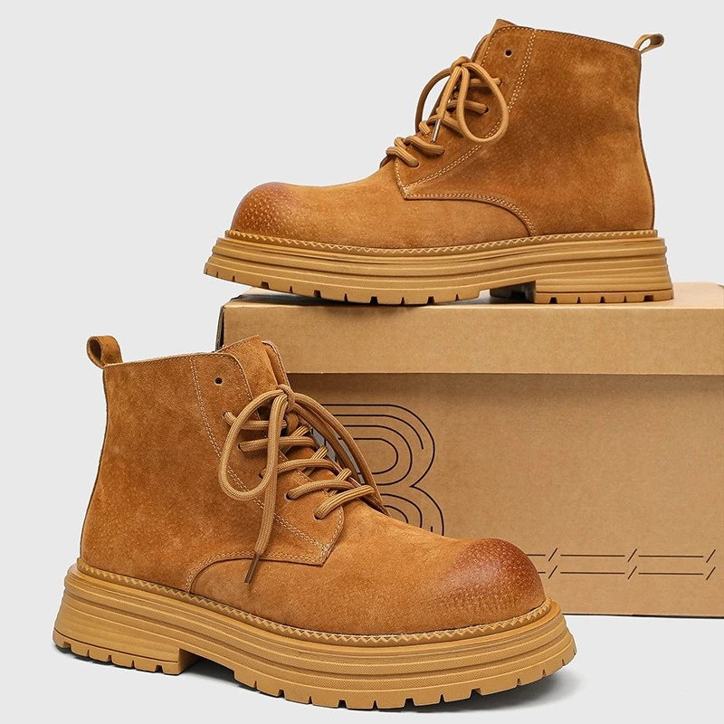 

Men's Suede Leather Horse Boots Outdoor Man Casual Thick Soled Short Boots Fashionable Work Boots
