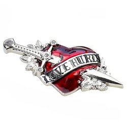 Red Heart Metal Belt Buckle Dagger Sword Pierce Heart Love In Hurts Stabbed Leather Craft Man Woman Waistband Jeans Accessories
