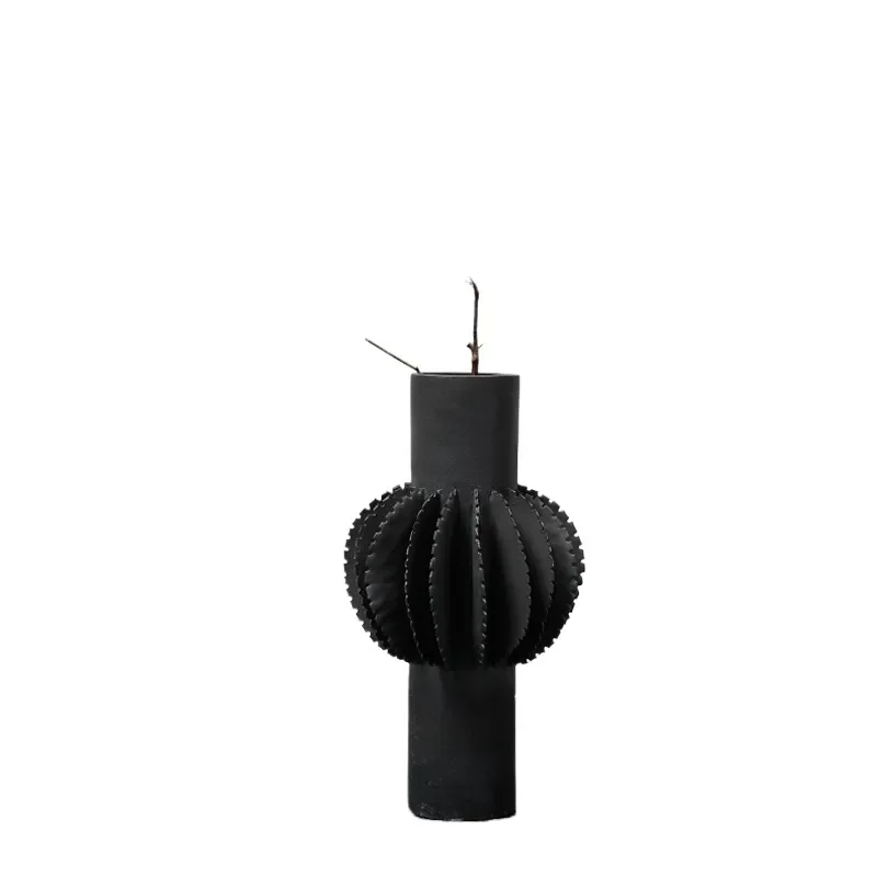 Modern Simple Louver Vase Black and White Flower Arrangement Ornament for Living Room TV Cabinet Dining Table Home Decoration