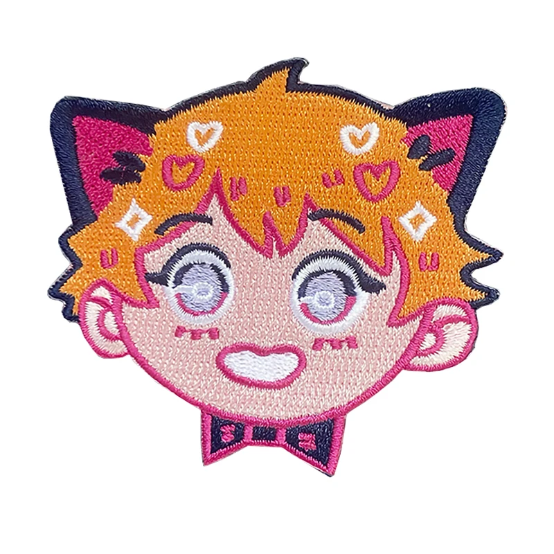 Producer Cute Pink Cat Ears Boy Embroidery Boutique Art Excellent Design  Cartoon Pattern Embroidery Applique A Gift For Friend