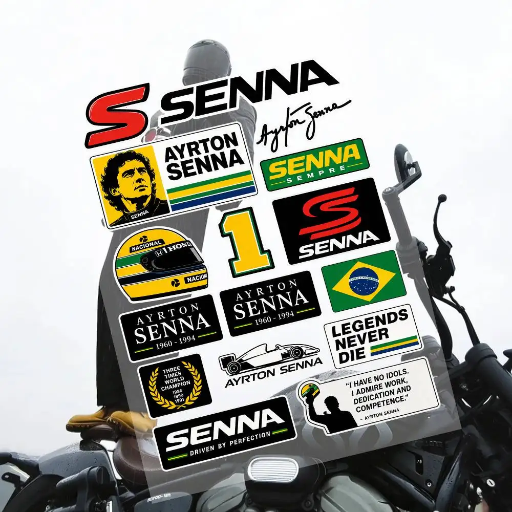 Senna Stickers Waterproof Vinyl Decals For Car Motorcycle Helmet Laptop Skateboard