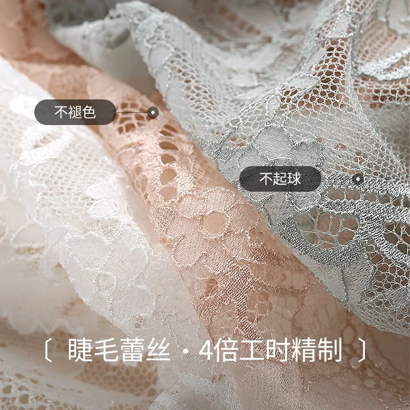 Underwear Women\'s Small Chest Autumn and Winter Gathering Thin French Bra Sexy White Lace Set