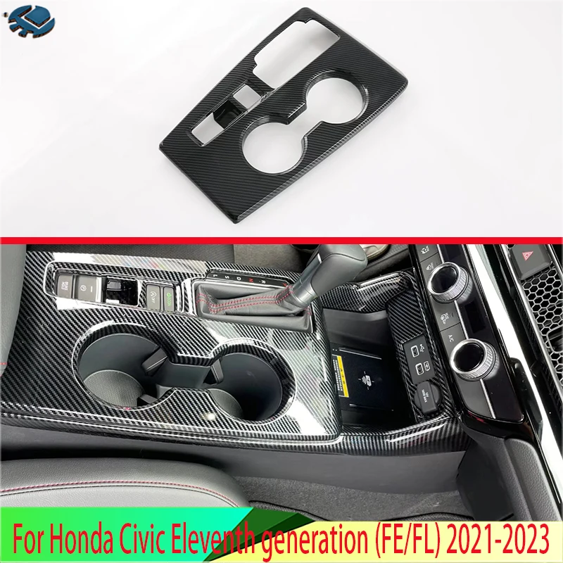 For Honda Civic Eleventh generation (FE/FL) 2021-2023 Carbon Fiber Style Gear Shift Panel Center Console Cover Trim Frame