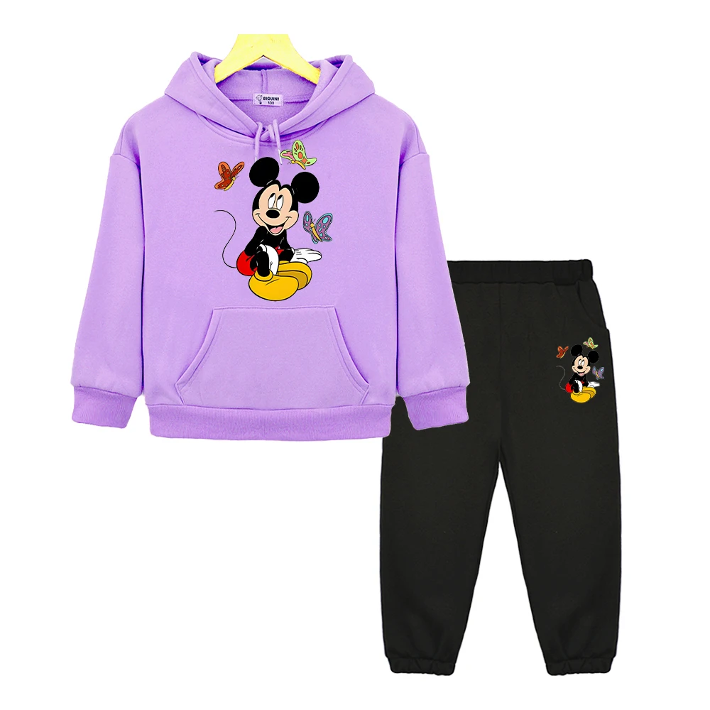 

mickey mouse print hoodie+Pant Fleece Sweatshirt boy girl Hooded Sets y2k sudadera Disney hoodies pullover kids boutique clothes