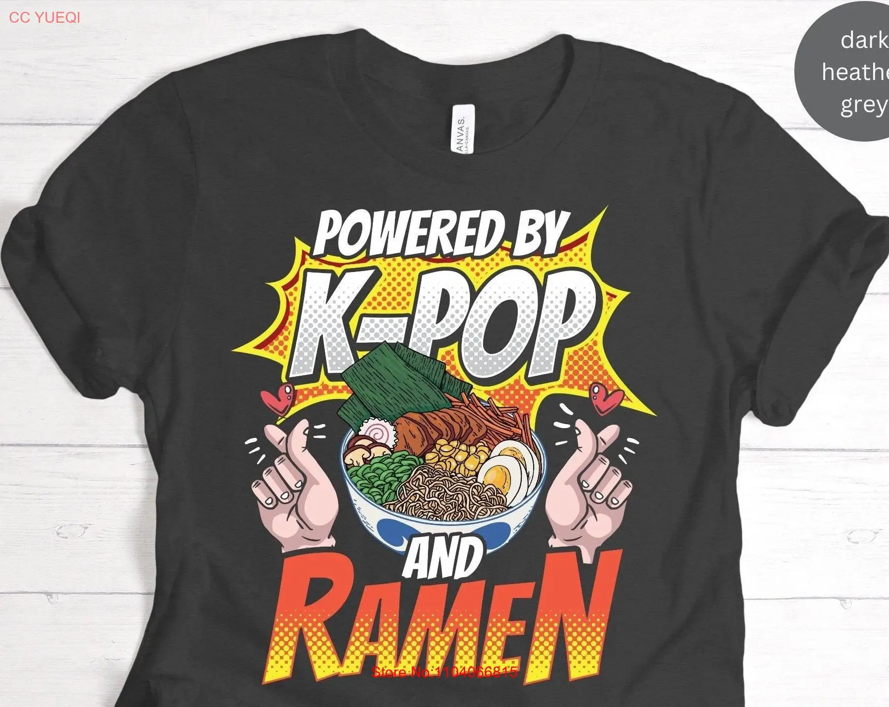 Powered By Korean Music Ramen Foodie Culture Eastern Lover T Shirt Fan Asian SweaT  long or short sleeves