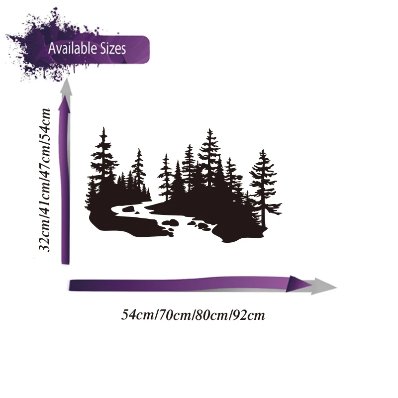 Large  Original River and Trees Landscape Camper RV Car Sticker Decal Mountain Forest Landscape Trailer Motorhome Caravan Decor view 4