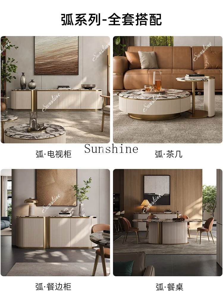 Light luxury natural marble dining side cabinet high-end wall integrated household solid wood locker  FT