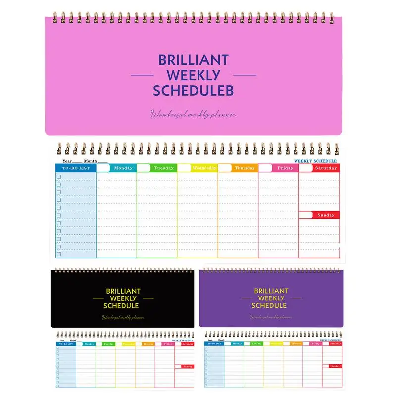 

Notebooks For Work 12X5Inches 60Pages Planner Notepad Journal Notebook Thick Paper Hardcover Weekly Notebook Lined Coil Calendar