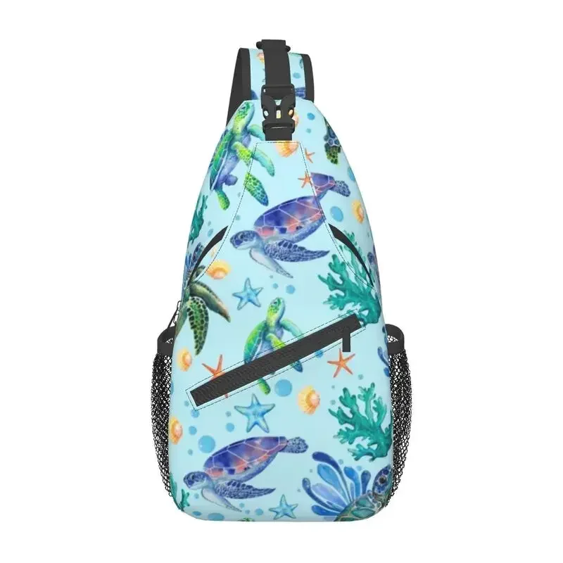 

Sea Turtles Sling Chest Bag Custom Sea Animal Shoulder Crossbody Backpack for Men Travel Hiking Daypack