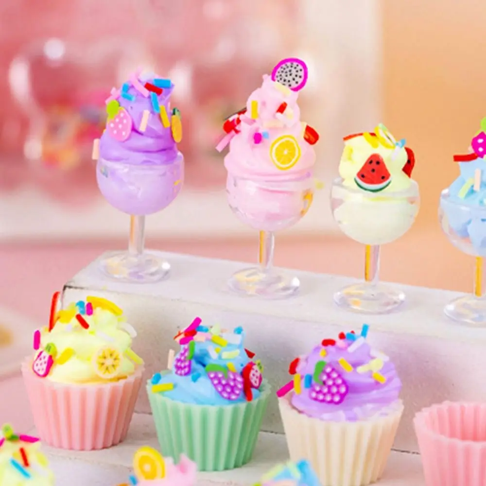 Cute Simulation Cream Ice Cream Dessert Making Handmade Cream Glue Cake Model Small Parts DIY Play House Early Education