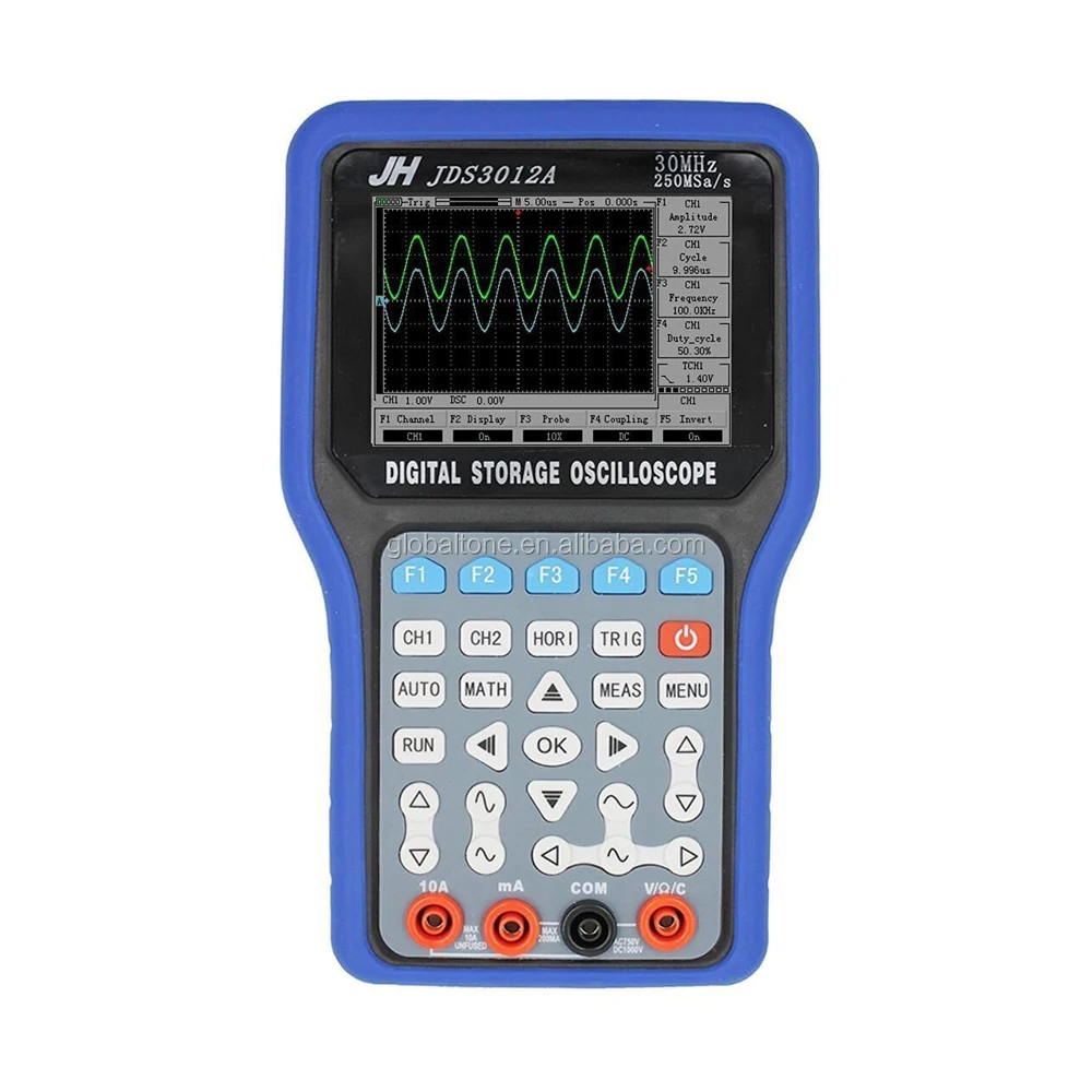 Handheld Digital Storage Oscilloscope 30MHz JHJDS3012A 2 Channels 250MS/s Sample Rate Osciloscopio