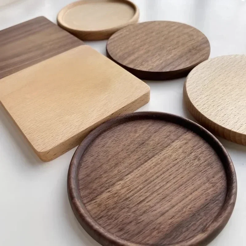 1 pçs porta-copos de madeira chá xícara de café almofada nogueira durável resistente ao calor tigela redonda bule esteira casa placemats de madeira decoração porta-copos