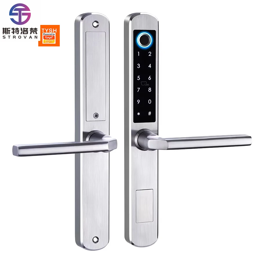 

STLF Smart Home Wooden Door Lock Waterproof WiFi Fingerprint Biometric Electric Handle Tuya App Cloud Data Tuya App Cloud
