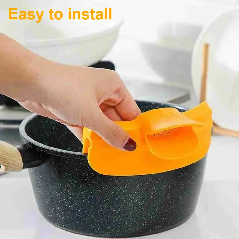 1pcs Duckbill Diversion Mouth Funnel Pour Soup Strainer Deflector Tool Leak Proof Round Edge Deflector for Kitchen Pots Gadget