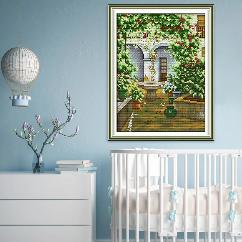 

Joy Sunday Pre-printed Cross Stitch Kit Easy Pattern Aida Stamped Fabric Embroidery Set-Home 4