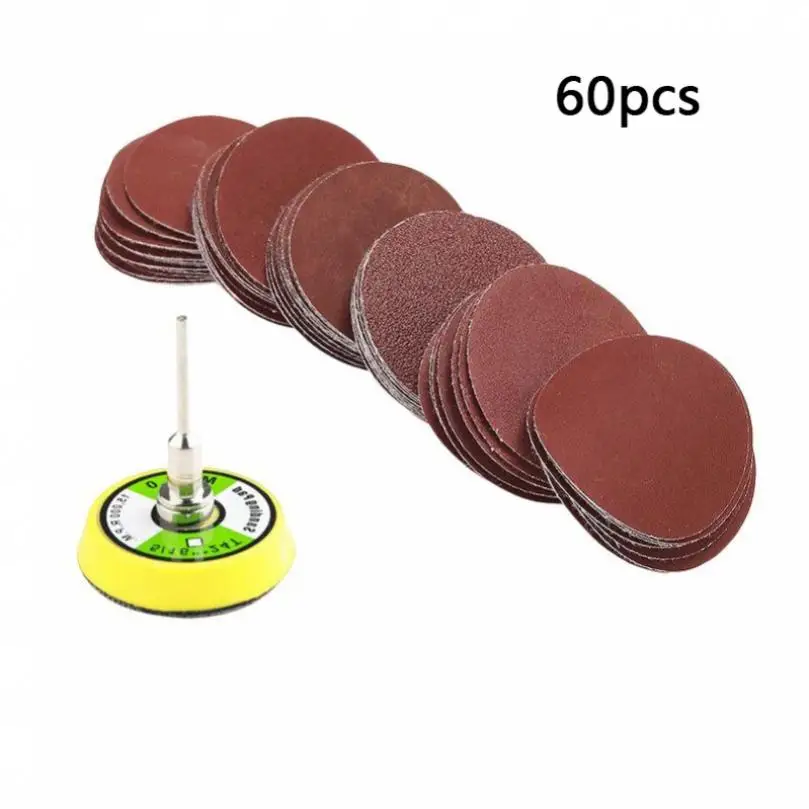 

60pcs 2Inch Sanding Discs Pad Kit for Drill Grinder Rotary Tool with Backer Plate With Grit Sandpapers for Metal Wood Polishing