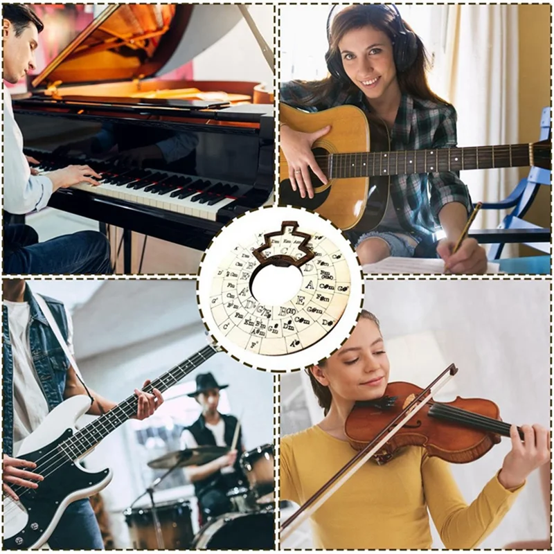 3 ピースサークルオブフィフスホイールギター学習ツールサークル木製ホイール木製メロディーツール