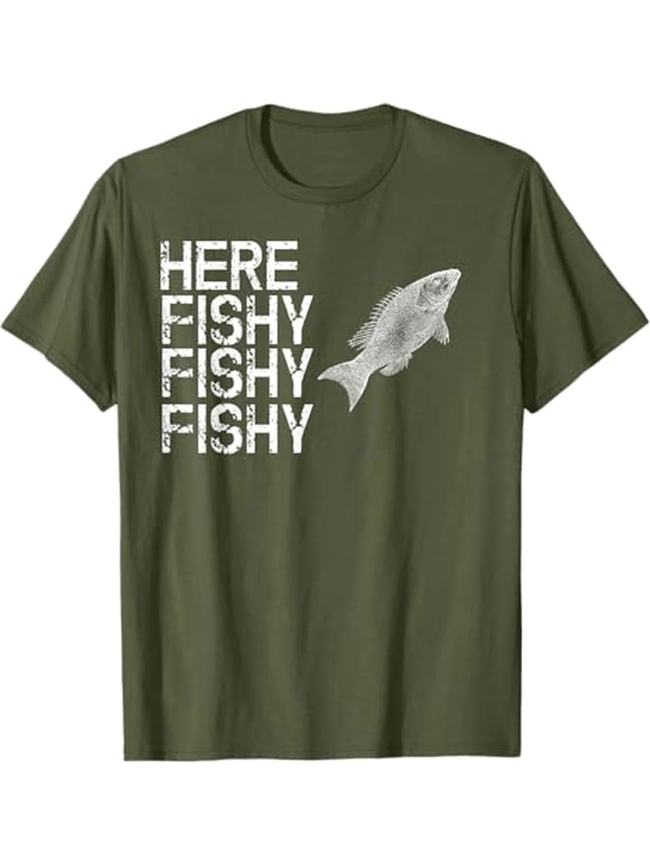 "هنا مريب مريب" القفز الأسماك مضحك الصيد تي شيرت 100% القطن س الرقبة قصيرة الأكمام الصيف عادية قميص رجالي الشارع الشهير #4