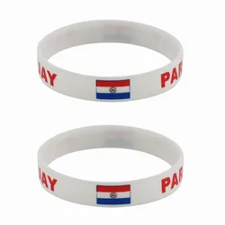 2pcs Paraguay Silicone Bracelets Sports Game Wristbands National Flags Wrist Strap for Men Women Rubber Band Fashion Accessories