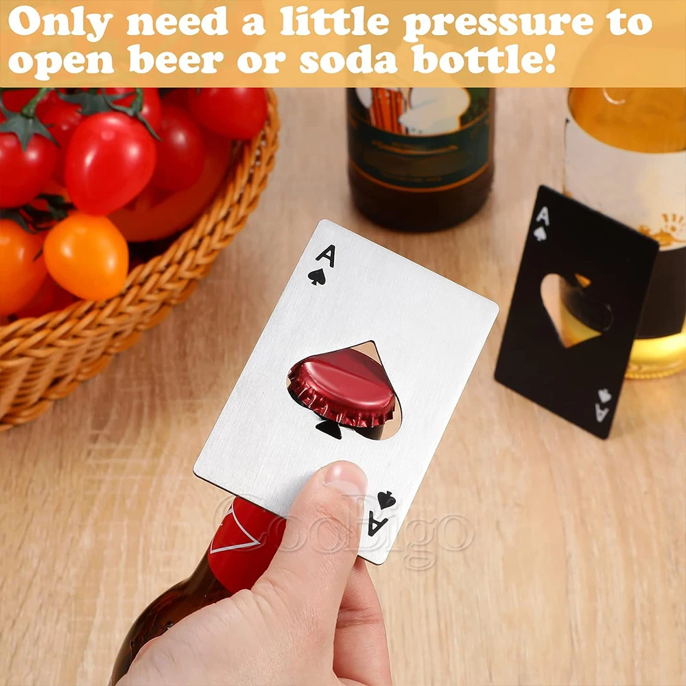 1pcs Beer Bottle Picker Opener Poker Creative Wallet Pocket Restaurant Bar Beer Opener Black Peach Multifunction Stainless Steel