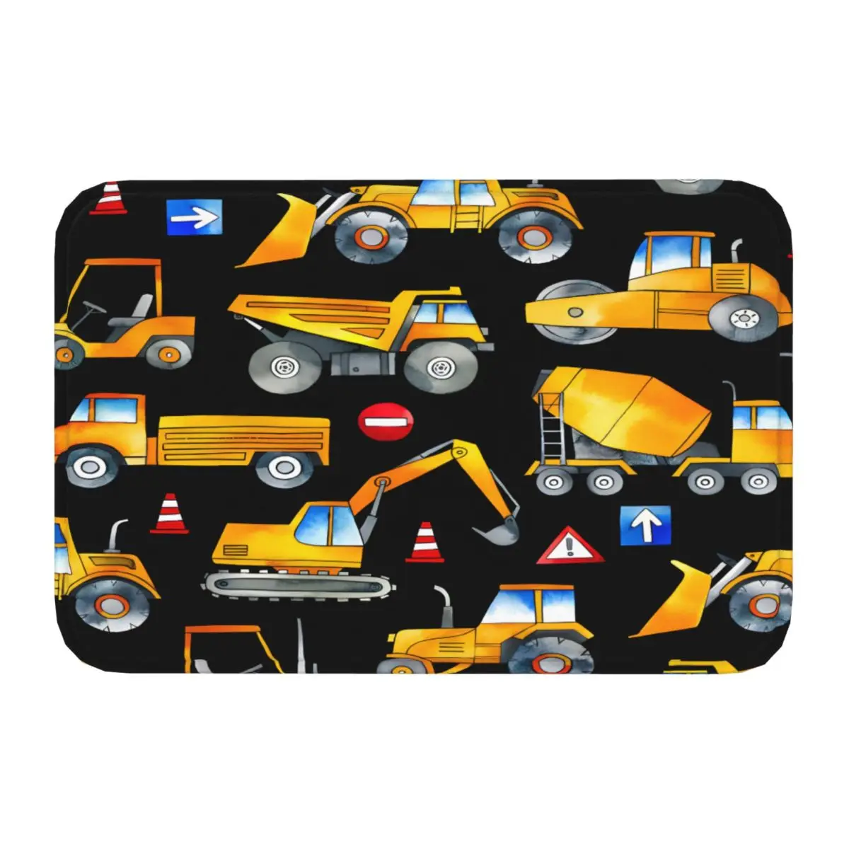 Cartoon Excavator Truck Construction Doormat Anti-Slip Entrance Kitchen Bath Door Floor Mats Living Room Rug Carpet Footpad