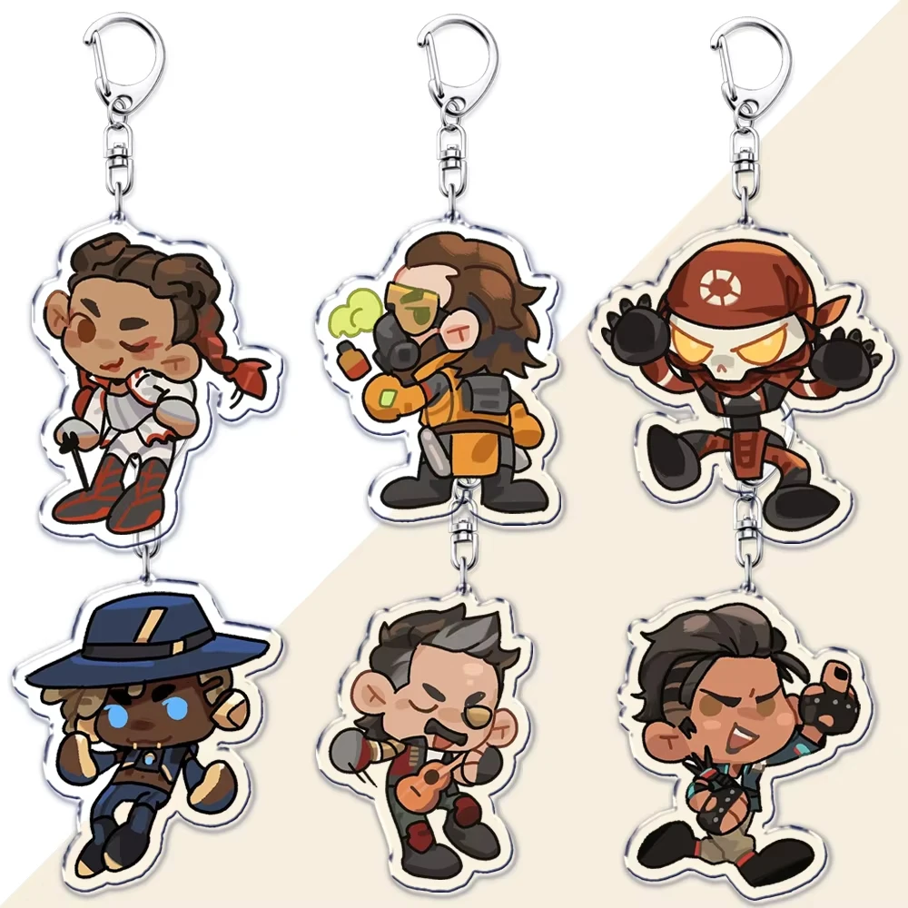 Game Apex Legends Chibis Keychains for Accessories Bag Mirage Bloodhound Wraith Keyrings Jewelry Fans Friends Gaming Gamer Gift