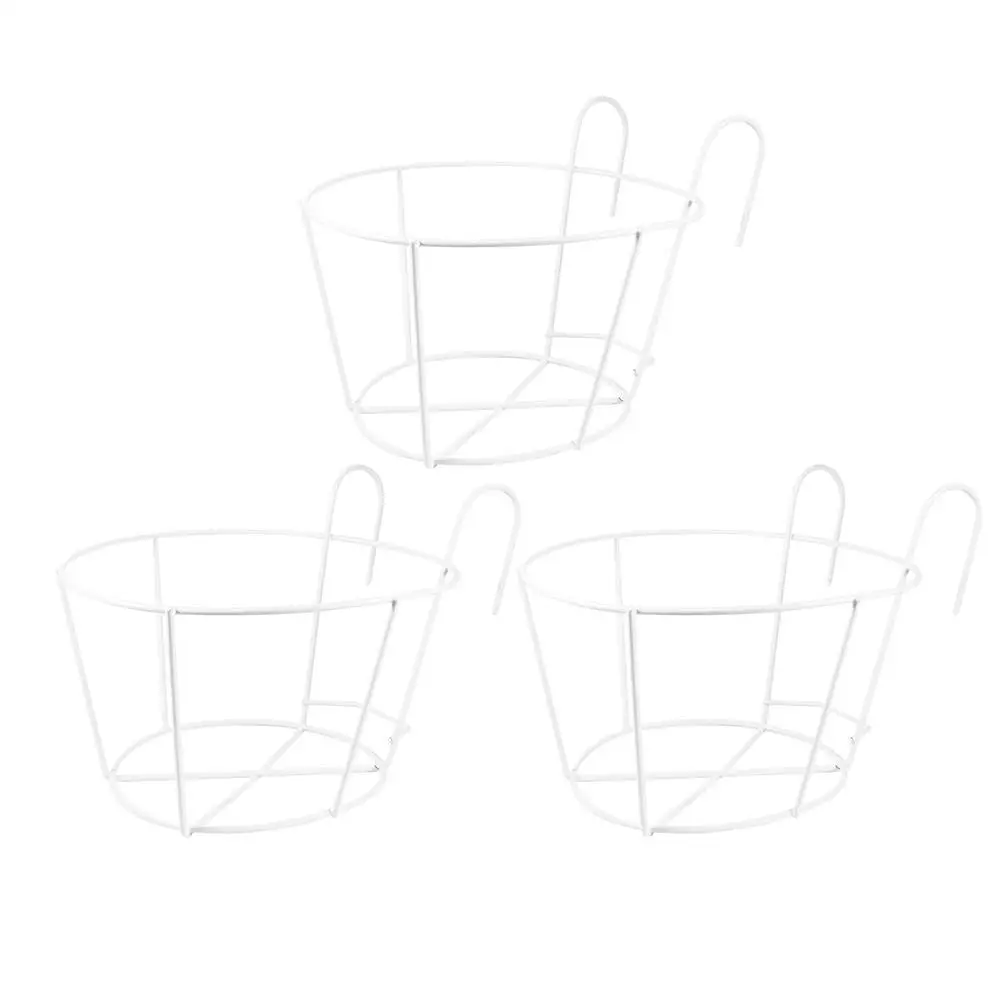 

Metal Flower Stand 3 Pcs White Balcony Hanging Plant Pots Fence Railings Planter Railing Garden Kitchen Balcony Planters
