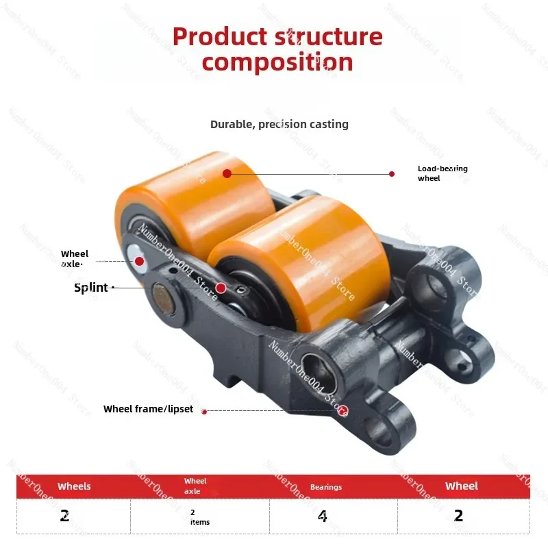 Applicable to PT20/PT20N double wheel assembly with  frame Load-bearing  assembly PU polyurethane wheel 84 * 84/6204