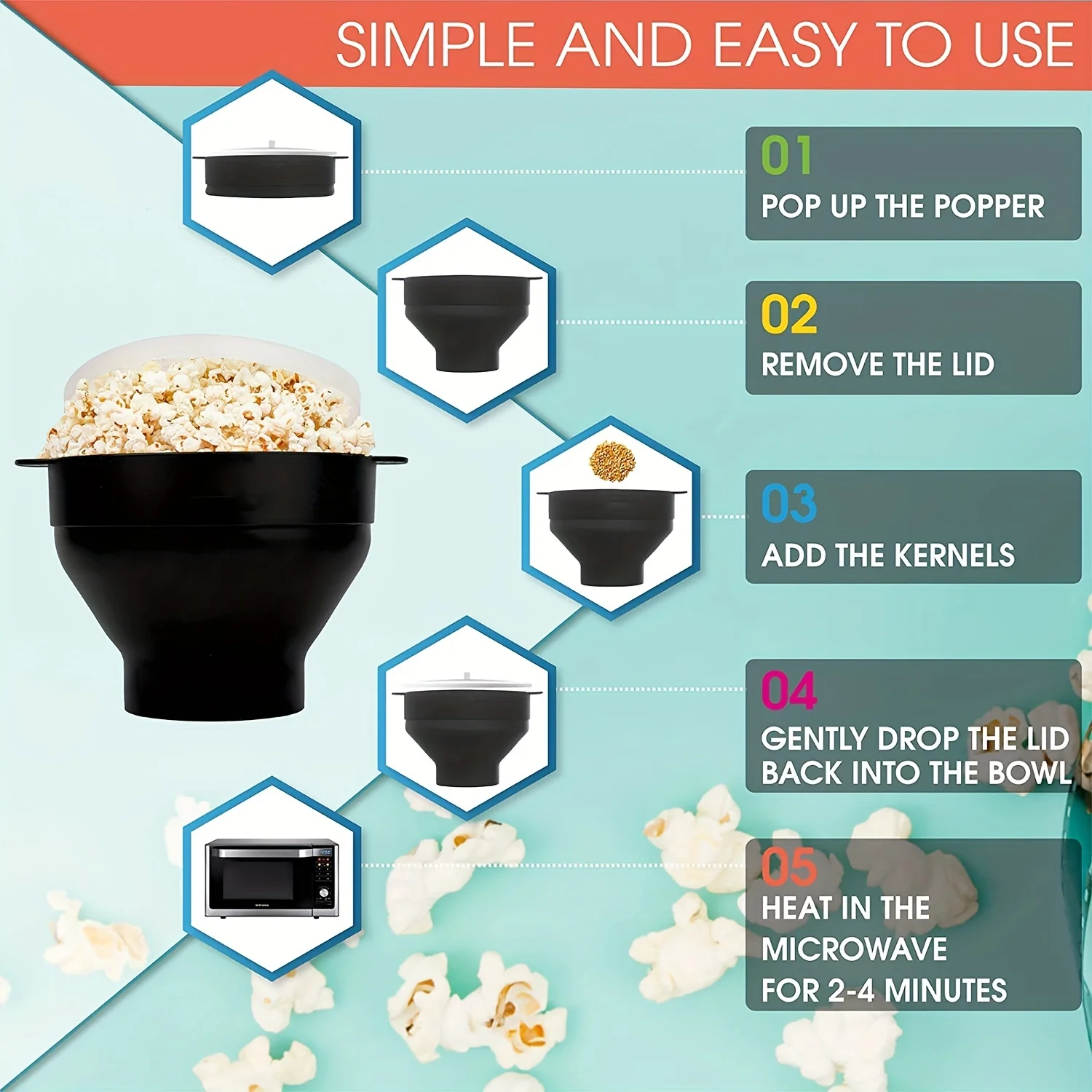 Foldable Silicone Popcorn Bucket 5