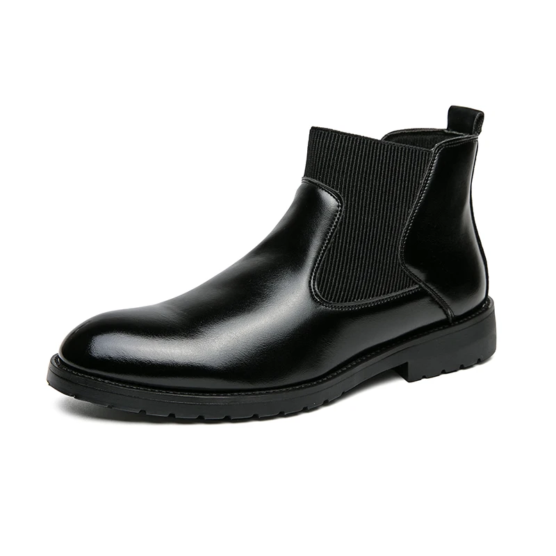 Botas Chelsea para Hombre, zapatos de vestir a la altura del tobillo, resistentes al desgaste, color negro, otoño