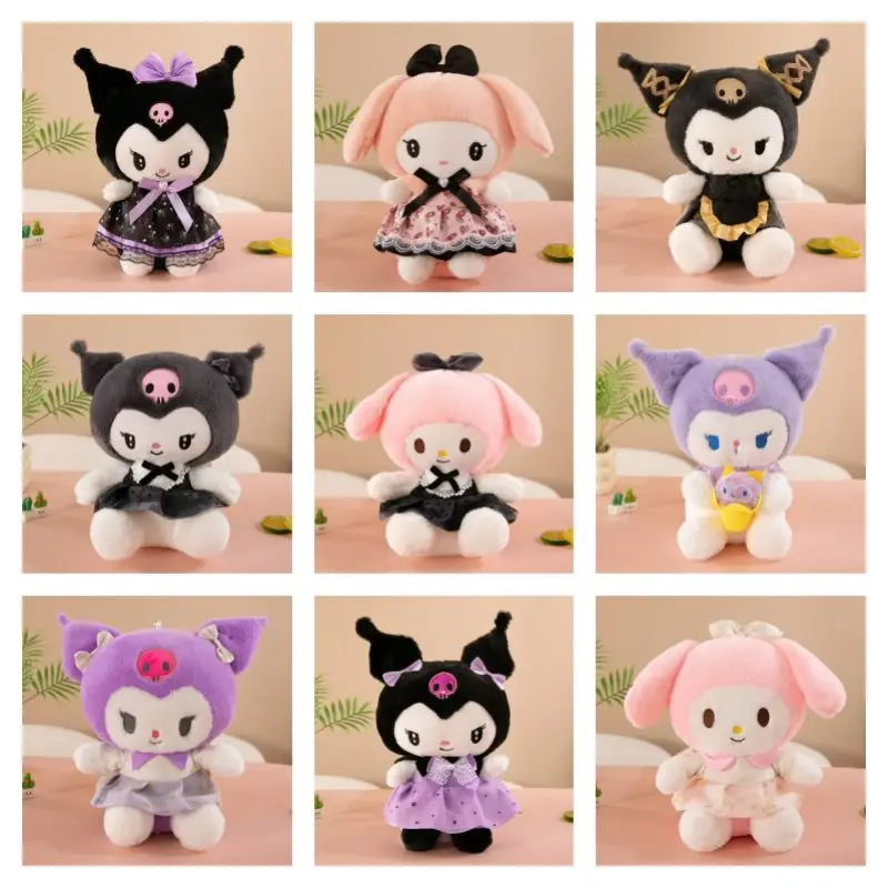 Nouveau Sanrio Kuromi mélodie 30cm peluche jouet Kawaii dessin animé sac à dos pendentif poupée pour enfants créatif Couple Festival cadeau