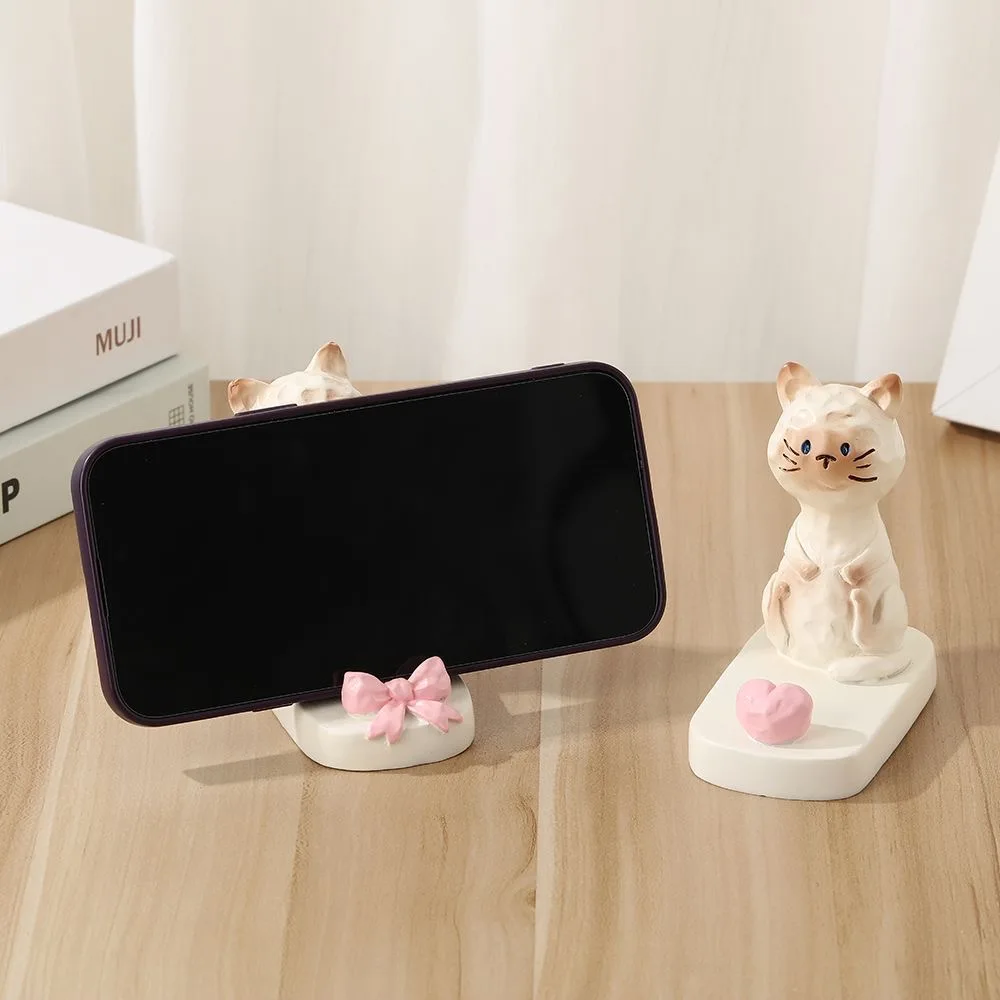 

Подставка для телефона с котом, креативный сиамский кот, домашний декор, милый мультяшный стол для гостиной, обеденный стол, настольный ленивый кот