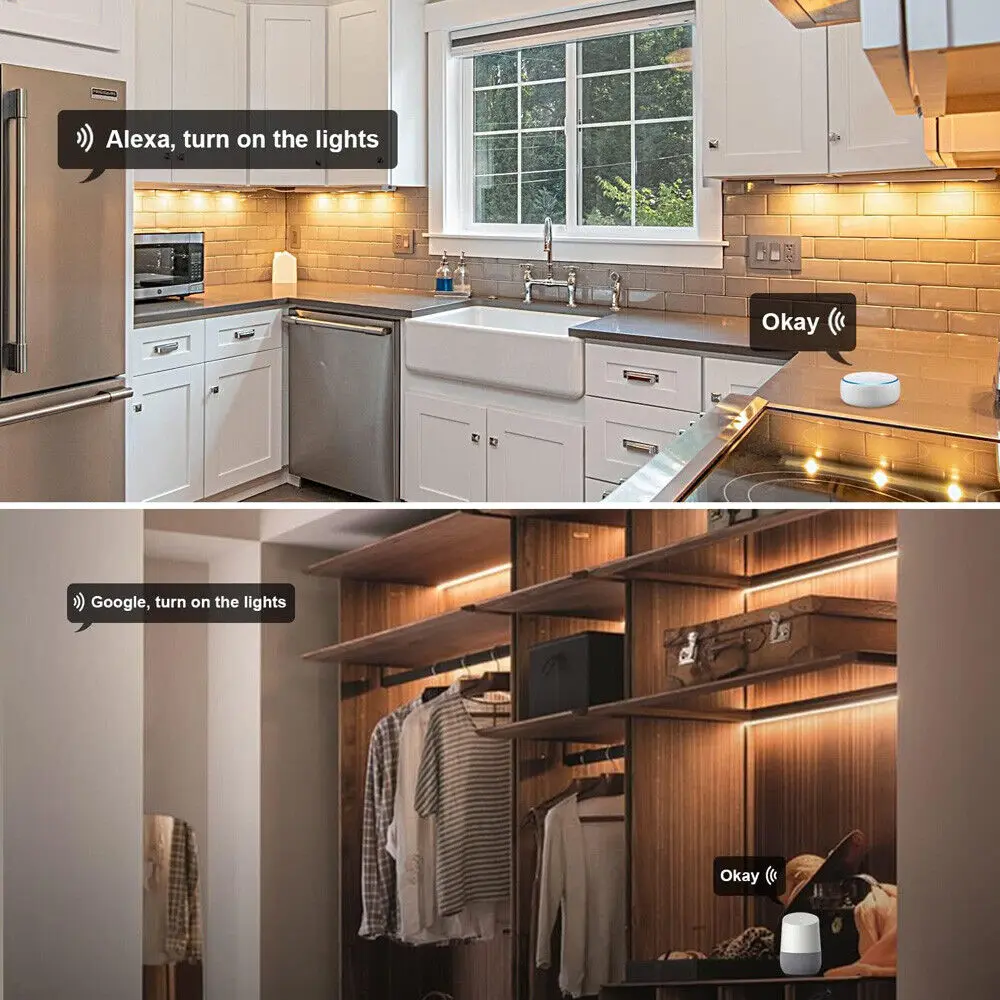 Tuya Zigbee CCT LED Under Cabinet Light 30cm Dimmable Wardrobe Bookshelf Showcase Lamp Bar Fr Alexa Google Assistant SmartThings