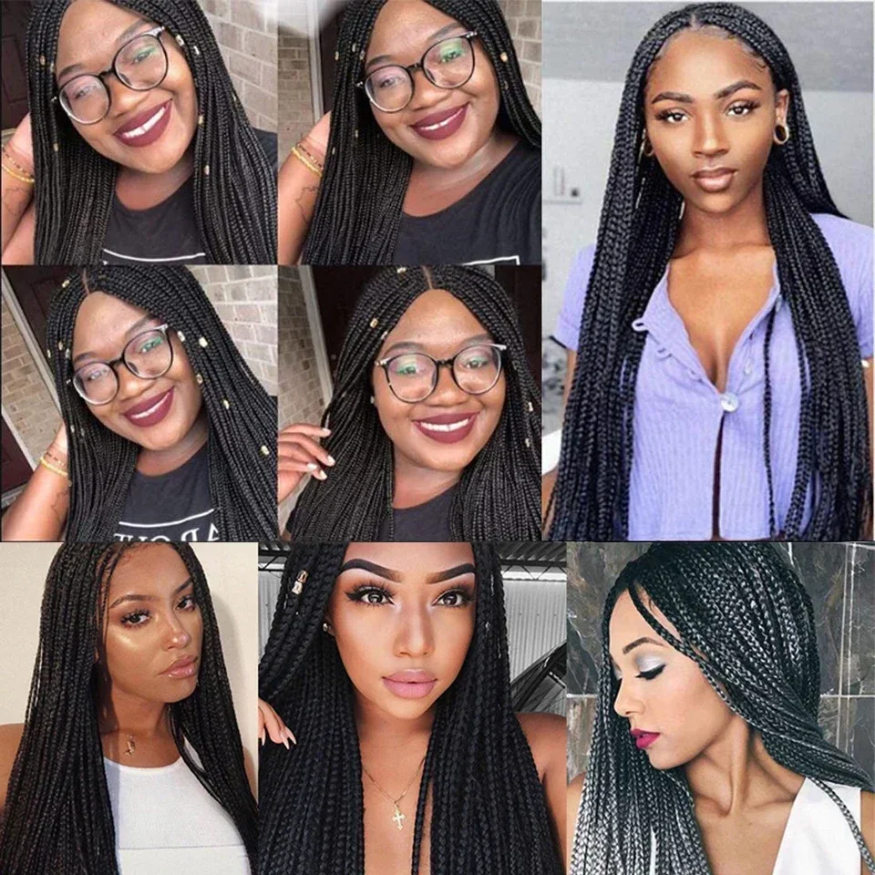 Braid Wig Synthetic Hair Long Straight Braided Wigs For Black Women Fully Machine Made Twist Braids Wig Resistant Braiding Hair