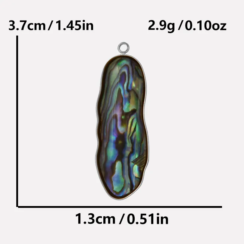 3pcs Abalone Shell Charm Round Rectangle Pendants