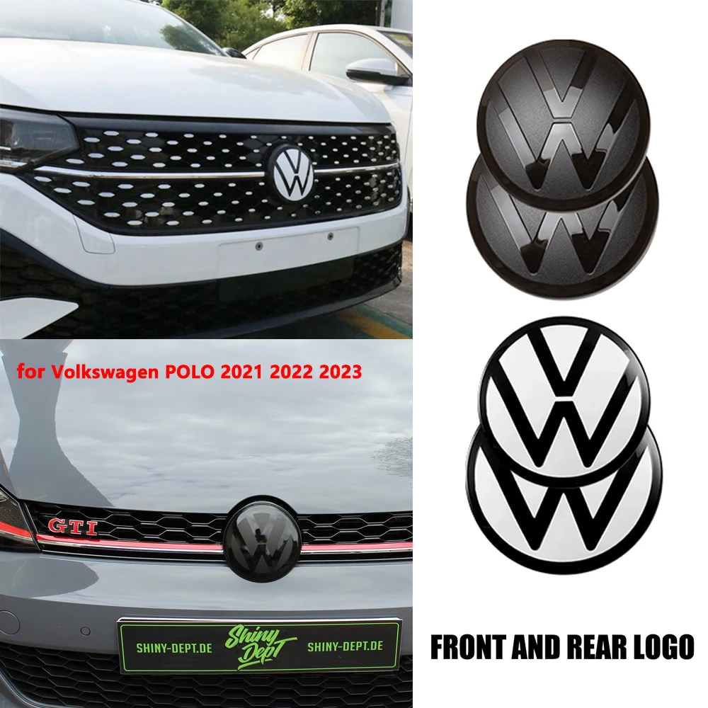 For Volkswagen VW POLO 2021 2022 2023 Car Front Radiator Grille Rear Trunk Emblem Lid Covers Sticker Auto Accessories