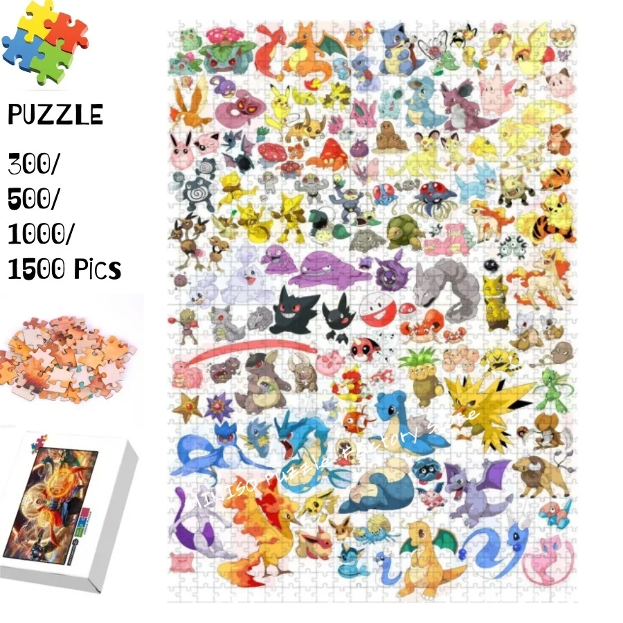 

Pokemon Pieces Puzzles Anime Characters Collection Wooden Jigsaw Puzzles for Adults Kids Educational Toys Difficulty Game