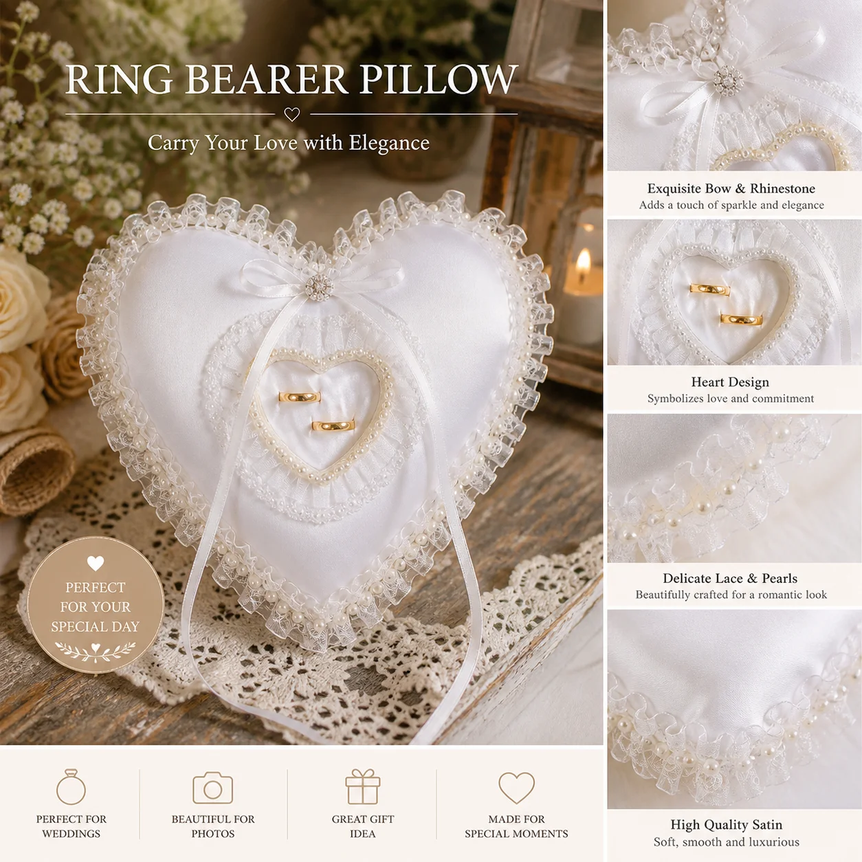 Coussin porte-alliances blanc - Wedding Ceremony Supply avis et prix