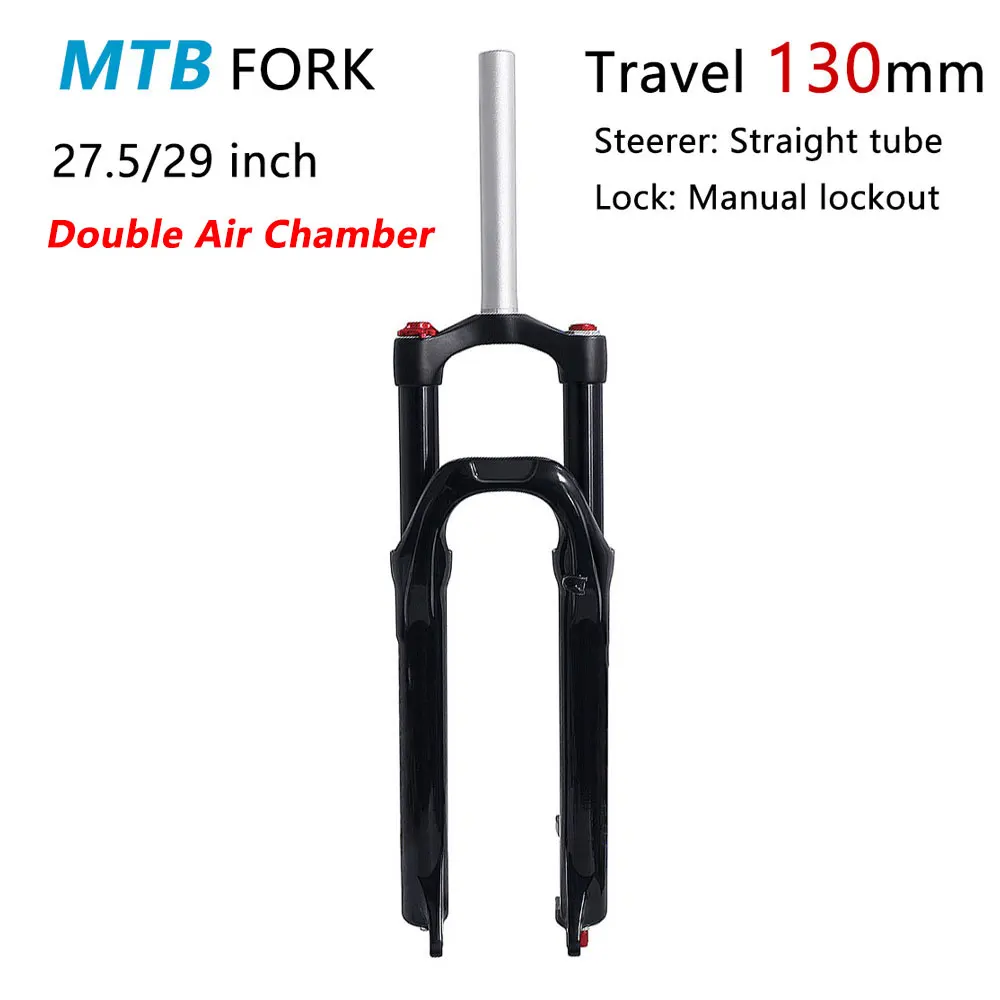 

Mountain Bike Air Suspension Fork, Double Air Chamber Shock Absorber, Travel 130mm Magnesium Alloy, Bicycle MTB Fork 27.5, 29 in